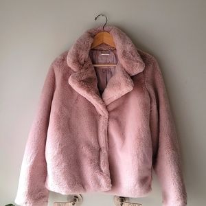 Faux fur pink coat